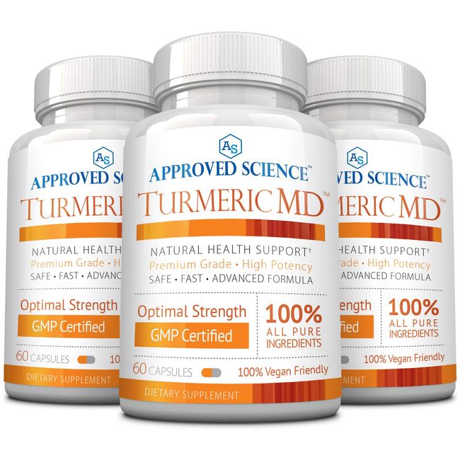 Approved Science® Turmeric MD - with BioPerine & 95% Standardized Turmeric Curcuminoids - Joint and Daily Health - 180 Capsules (3 Month Supply)