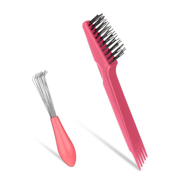 2 Pcs Hair Brush Cleaner Tool Set Hair Brush Cleaner Rake Hair Brush Cleaning Tool Comb Cleaner Brush for Salon Home Comb Use removing hair tool cleaning brush comb