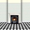 My Tiny World Dolls House Miniature Teal Heraldic Diamond Wallpaper