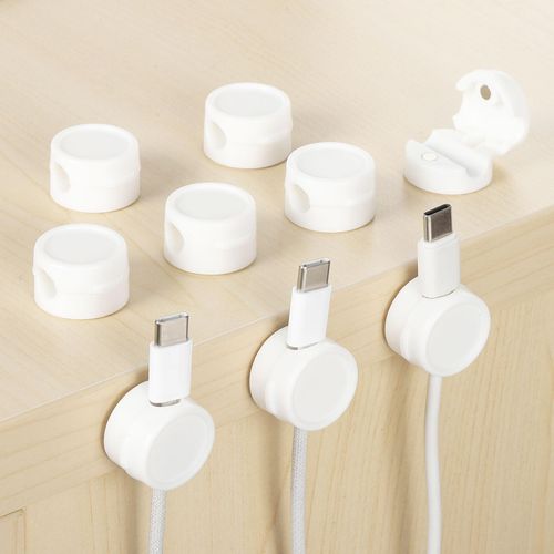 uxcell 9Pack Cord Organizer Holder, Magnetic Cable Clips Adhesive Desk Cable Management Round Wire Organizer for Home Office Wall Desk Nightstand, White