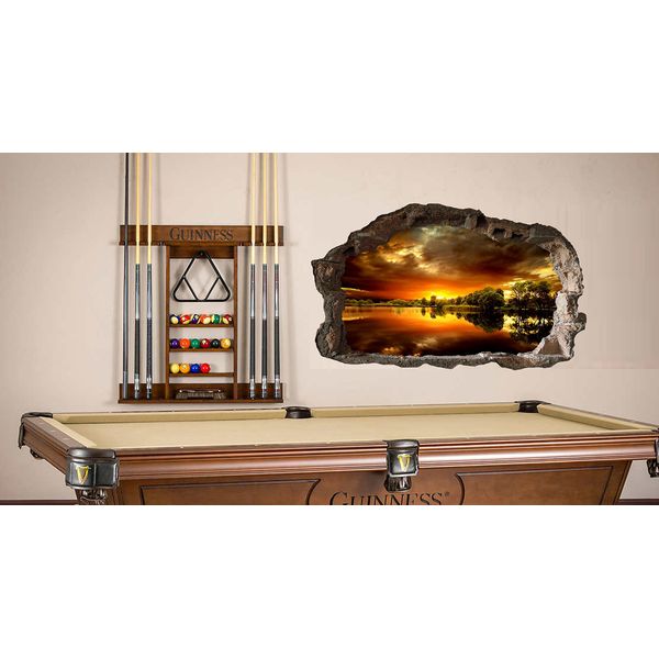 WaterShed Designs Sunset over lake scene Wall Art, mural, bedroom wall, Assassins Creed, Man cave, Den wall Decorations