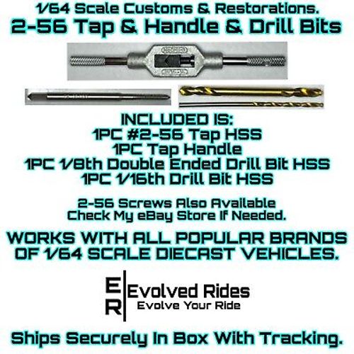2-56 Tap & Handle & Drill Bits For 1/64 Custom Restoration Hot Wheel & Other