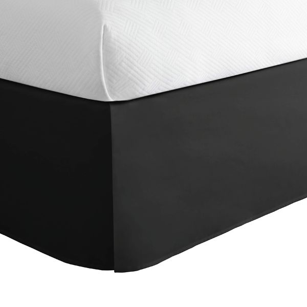 TODAY'S HOME Classic Tailored, Microfiber, 14" Drop Length Bed Skirt Dust Ruffle, Full, Black