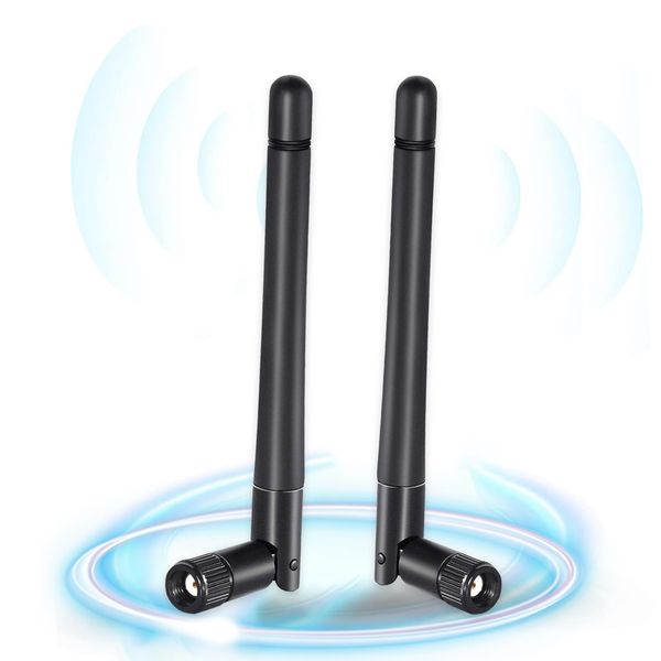 WiFi Antenna 2.4GHz 5GHz 5.8GHz 3dBi Dual-Frequency RP-SMA Male WiFi Antenna(2 Packs), External WiFi Antenna for Network Card USB Adapter WiFi Router