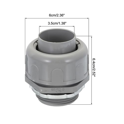 MECCANIXITY Liquid Tight Connector 1-1/4NPT Non-metallic Liquid Tight Conduit Connector PVC UL Listed PVC Conduit Fitting Electrical Conduit Fitting Pack of 4(Straight,180D)