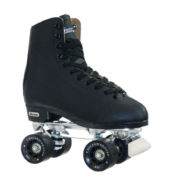 CHICAGO Skates Men's Premium Leather Lined Rink Roller Skate - Classic Black Quad Skates