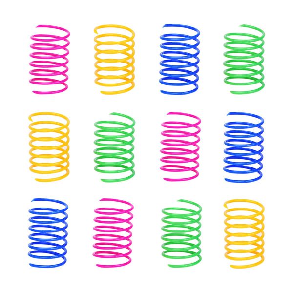 ISMARTEN 120 Pack Cat Spring Toy, Colorful Interactive Cat Toy Plastic Coil Springs Cat Toy for Swatting, Biting, Hunting Kitten Toys