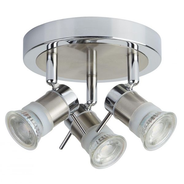 Searchlight LED Aries 3 bathroom spot light fitting (7443CC-LED, chrome, satin silver)