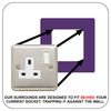 Single Socket Surround | Square | Acrylic Back Panel or Finger Plate | Light Switch Plug, Font Colour:Purple