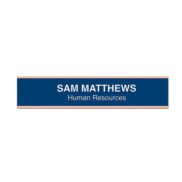 New Custom name Engraved BLUE Interchangeable Desk Name Plate 2 x 8 office use