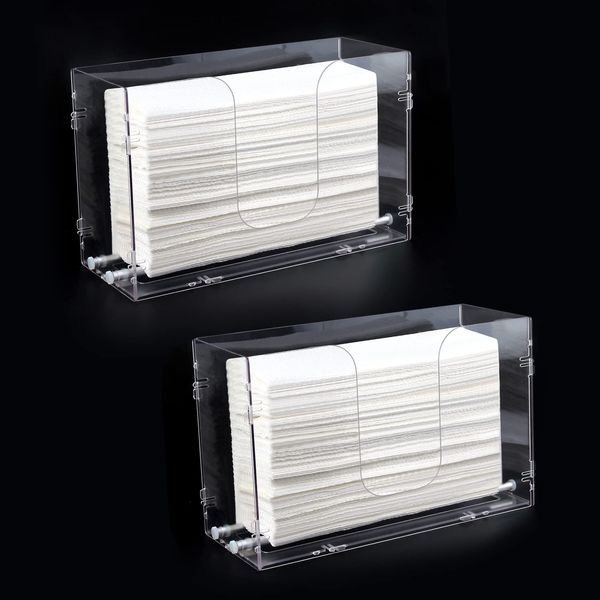 Evron Paper Towel Dispenser Countertop & Wall Mount Clear One-Hand Pull C Fol...