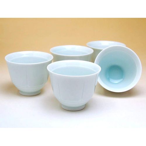 Tea Cup Set, For Guests, Arita Ware, Blue & White Porcelain, Sencha Bowls, Set of 5, Presentation Box Included