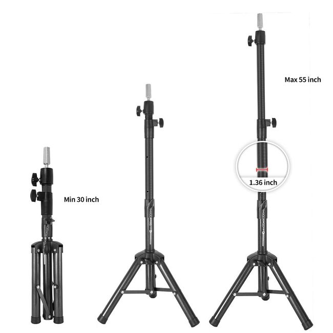 Black Cosmetology Hairdressing Styling Training Wig Stand Tripod Adjustable Wig  Head Stand Metal Mannequin Head Tripod - China Salon Equipment and Tripod  Stand price