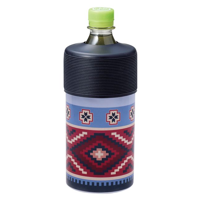 OGURA Square Plastic Bottle Holder, Cold Insulation, Tumbler, Vacuum, Insulated, Compatible with 16.9 - 24.2 fl oz (500 - 670 ml), Native Pattern (Holds Square, 24.3 fl oz (670 ml) for Plastic