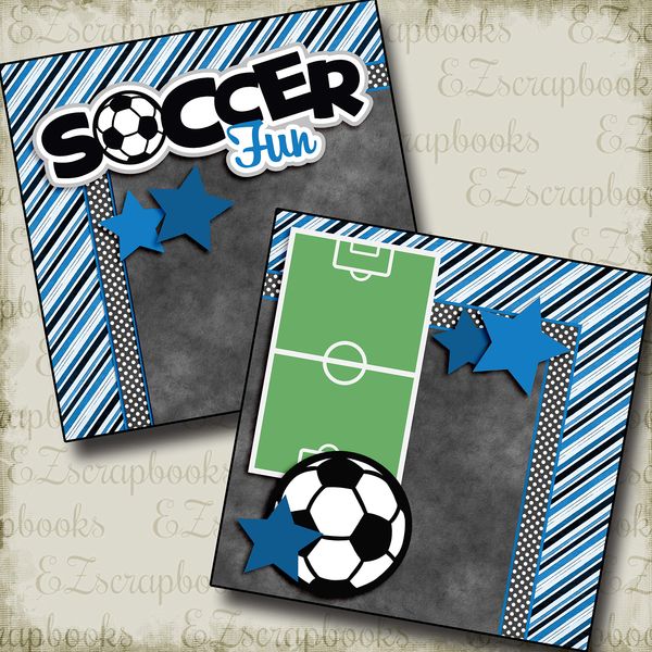 Soccer Fun Blue NPM - Premade Scrapbook Pages - EZ Layout 3297