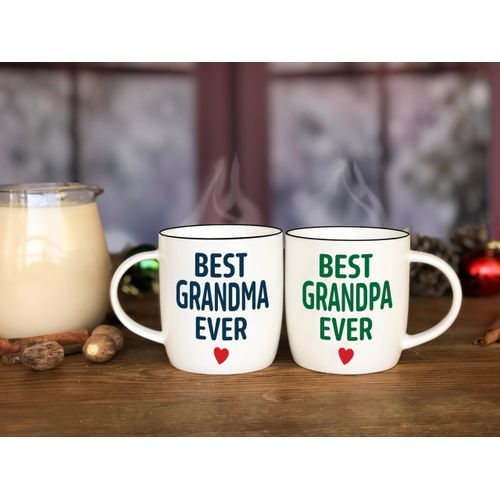 Triple Gifffted Best Ever Grandparents Gifts from Grandkids, Grandma and Grandad Coffee Mugs, Gift Idea on Christmas from Grandchildren, Grandson, Granddaughter, Mothers Day, Ceramic Cup, 380ML