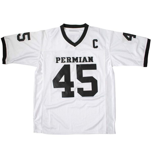 AIFFEE Men's #45 Permian Miles Football Jersey White Color Stithced Size S-3XL (L)