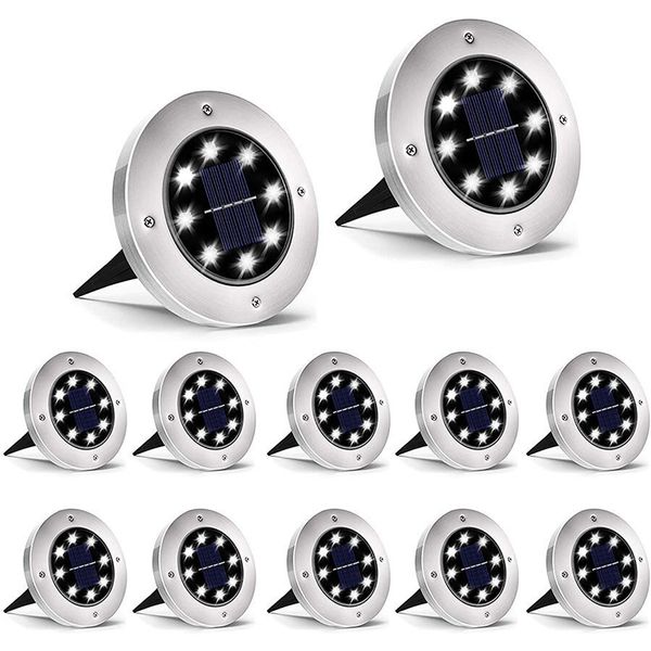 LED Garden Lights, Set of 10, Solar Lights, Recessed Waterproof Lights, Light Sensor Automatically Lights Up at Night