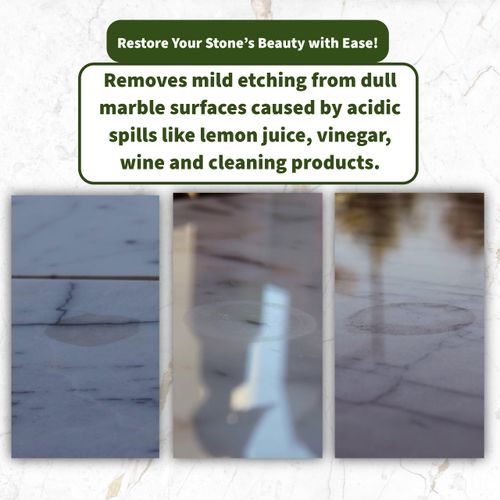 Marble Etch Remover Polishing Powder – Restores Light Etches on Marble, Travertine, Limestone & Calcite Stones – Easy DIY Use – No Special Tools, 1 oz. for Small Areas