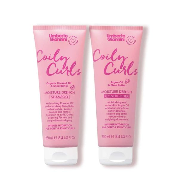 Umberto Giannini Coily Curls Shampoo & Conditioner Set - Vegan & Cruelty Free Moisturising Shampoo & Conditioner Duo for Curly Hair