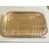 Decony Rectangular Gold Cardboard Cake Tray 8''x 11' with clear dome lids - 10/sets