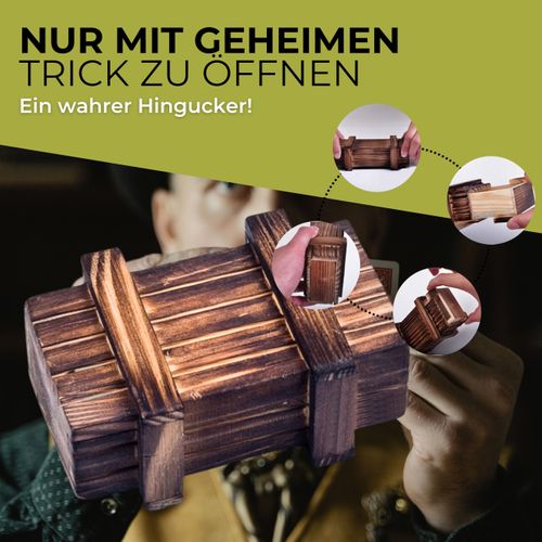 GADGET HERO Small Wooden Gift Box - Magic Wooden Money Gift Box - Puzzle Box for Gift - IQ Puzzle Game - Puzzle Box with Secret Compartment - Mystery Box - Money Gift Made of Wood - Puzzle Box