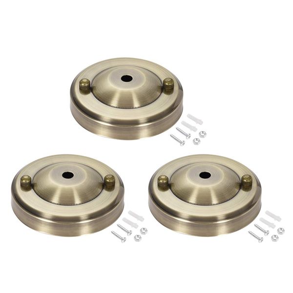 sourcing map Retro Light Canopy Kit Pendant Lighting Ceiling Plate 104mm 4.1Inch Bronze 3Pcs