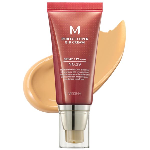 MISSHA M Perfect Cover BB Cream No.29 Caramel Beige For Medium with warm skin tone SPF 42 PA+++ 1.69 Fl Oz - Tinted Moisturizer for face with SPF