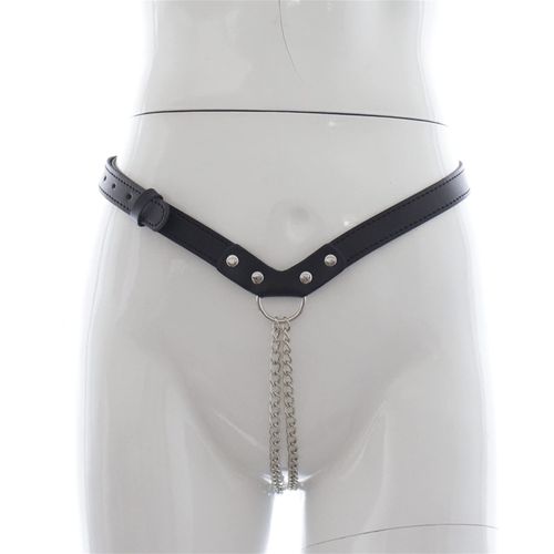 SM Leather Chastity Pants Women's Chastity Pants Sexy Metal Chain Hollow Out Women's Sexy Chastity Pants Binding Pants