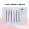 MELODYSUSIE Nail Drill Bits Set Diamond Metal Professional 3/32 Inches, for Acrylic Nails and Electric Nail Files Drill Machine Manicure Pedicure Home Salon Use, 10pcs (Sliver)