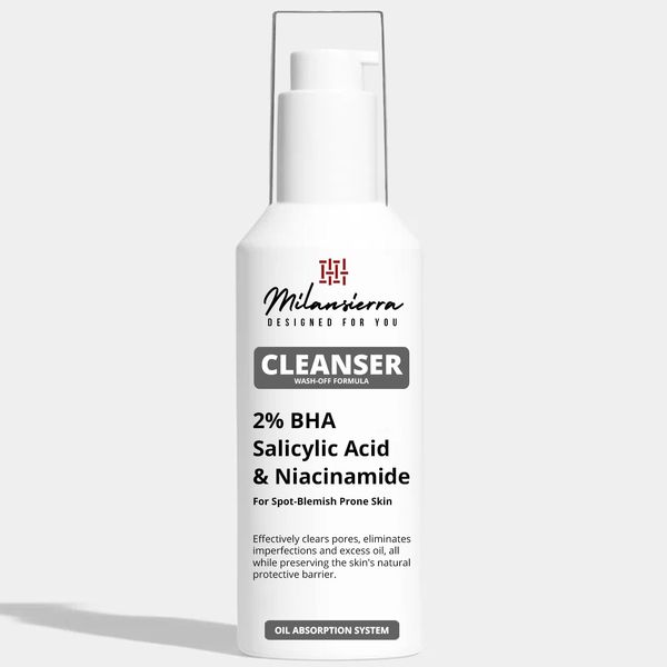 Milansierra Spot Blemish Control Face Cleanser with 2% Salicylic Acid & Niacinamide for Blemish-Prone Skin, Unscented Face Body Wash (100ml)