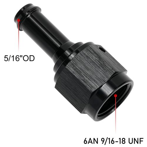 Podavelle 6AN Female to 5/16 Barb Hose Fitting Adapter Straight Swivel Aluminum Black