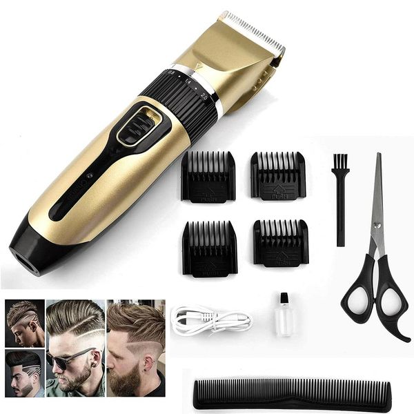 Low Noise Hair Cut Clipper with 4 Combs Hair Clipper Kit Electric Hair Trimmer Clipper USB Rechargeable Electric Hair Cutting Machine for Men, Children and Pets