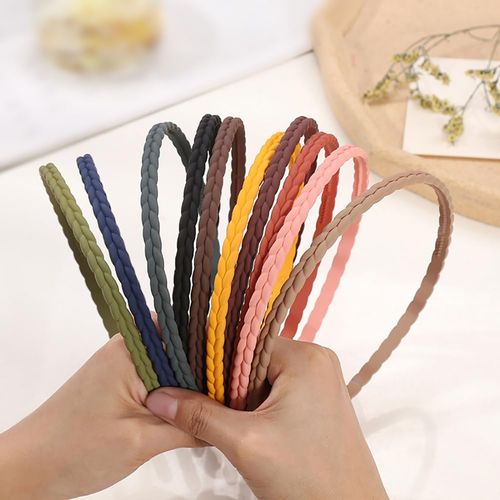 10 Pcs 8mm Thin Colored Plastic Headbands Skinny Non Slip Hair Hoops Solid Color Hairbands Colorful Tooth Hair Bands Plain Teeth Comb Headbands for Women Girls