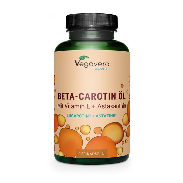 Vegavero Beta Carotene | with Astaxanthin and Vitamin E | Beta-Carotene from Fermentation | NO Additives, Lab-Tested | Golden Tan | 120 Tanning Capsules | Vegan