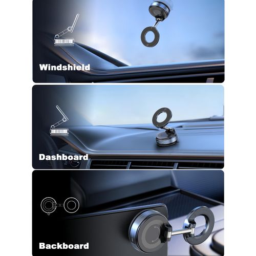 Upgraded 360° Nano Gel Vacuum Magnetic Phone Holder, Car Phone Holder for Magsafe[108+LBS Strongest Suction & 3000gf Strongest Magnetic], Suction Cup Phone Mount for Car/for iPhone 16 Pro Max