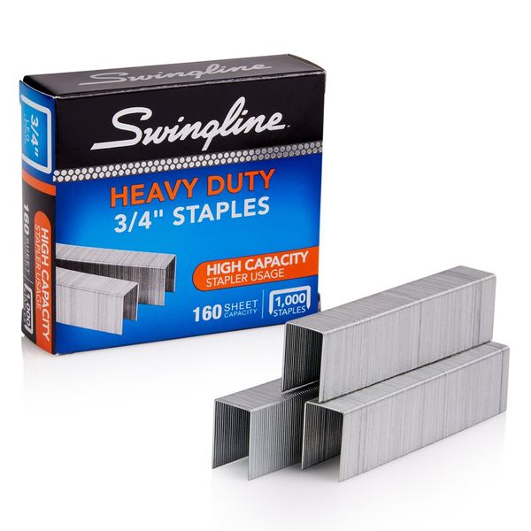 Swingline Staples, Heavy Duty for Desktop Staplers, 3/4" Length, 100/Strip, 1000/Box (35319)