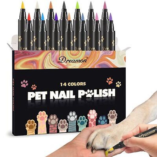 Dog Nail Polish Pen, 14 Colors Pet Nail Polish Set to DIY Beautiful Dog Nails...