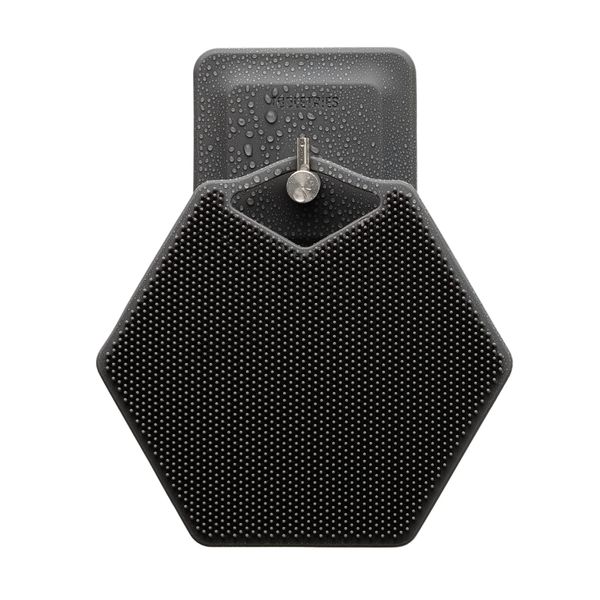 Tooletries - Body Scrubber & Storage Hook - 100% Silicone Scrubber for Deep Cleaning & Exfoliating Your Skin - Long Lasting Easy to Clean - Charcoal