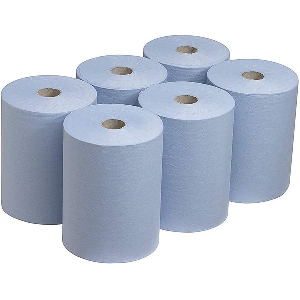 TPZ The Packaging Zone | Centre Feed Blue Rolls | Blue Recycled Paper Hand Towels | Multi-Purpose Use | 12 Pack