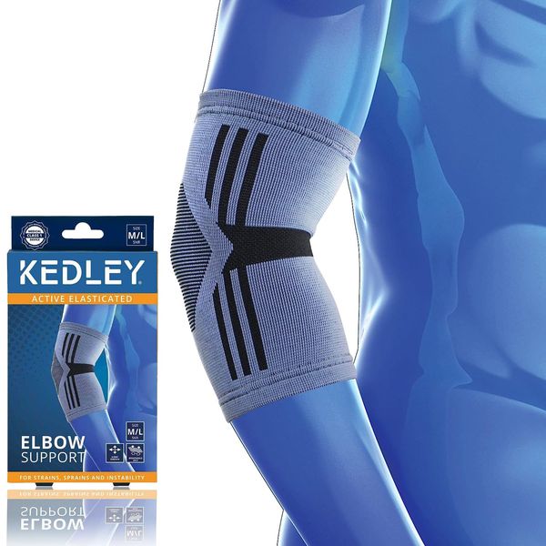 KEDLEY Elbow Support Sleeve | Premium Elasticated Compression Support Band | Tennis Elbow, Golfers Elbow, Tendonitis, Joint Pain and Arthritis | Ideal for Sports and Everyday Activities (Senior (M/L)