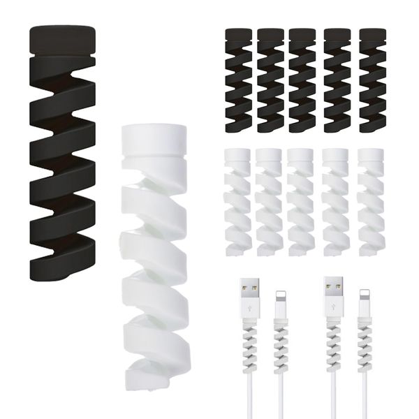 DULSPUE Charger Cable Protector, Silicone Cable Protector, Electrical Cable Protector, Flexible Spiral Cable Protector for Mobile, Headphone, Data Cable (30 Pieces)
