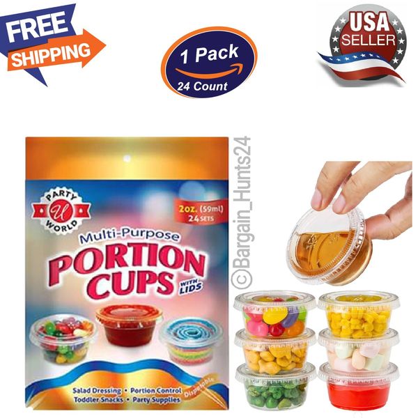 24 Count Medium Jelly Gelatin Shot Disposable Clear Plastic Portion Cups 2oz