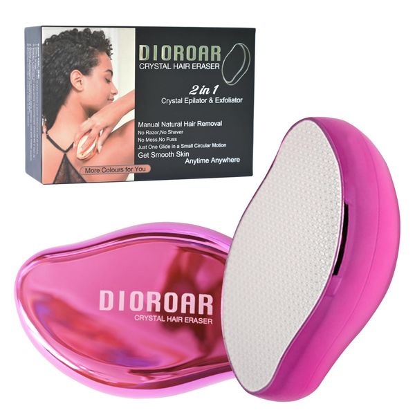 DIOROAR Crystal Hair Eraser,Upgrade Crystal Hair Remover,Physical Nano Glass Hair Removal Device,Painless Epilator and Exfoliator for Quick Soft Silky Skin(Hot Pink)