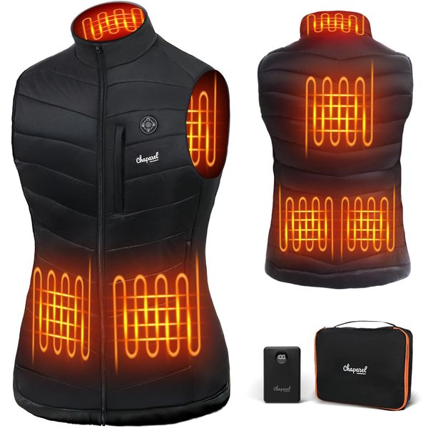 CHAPAREL Women’s Heated Vest with Battery Pack Included, 7.4V Smart Washable Rechargeable Electric Lightweight Heating Vest