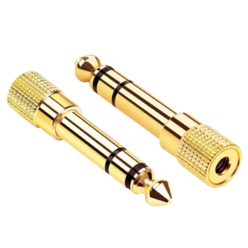 XSAJU Conversion Adapter Conversion Plug 3.5mm 6.35mm Stereo Plug Gold Plated Headphone Microphone Amplifier Mixer Instrument (2 x 3.5mm Female to 6.35mm Male)
