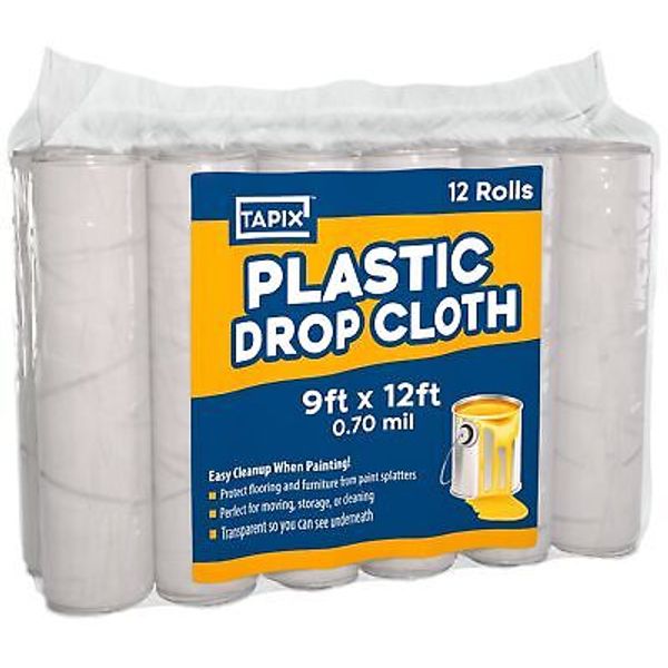 Painters Plastic Drop Cloth 12 Pack 9x12 Feet Plastic Tarp Dust Cover Plastic