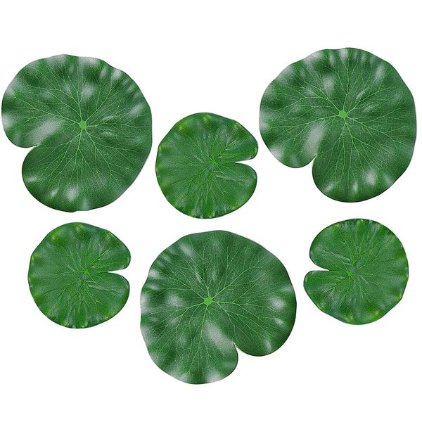 IRYNA 6Pcs Artificial Lily Pads Leaves Floating Foam Lotus Leaves Realistic Floating Lotus Leave for Home Garden Ponds Pool Landscape Decoration (10cm & 17cm)