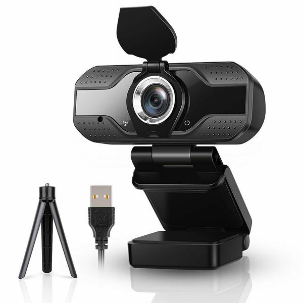 1080P Webcam With Privacy Cover Streaming Webcam w/. Microphone USB Tripod