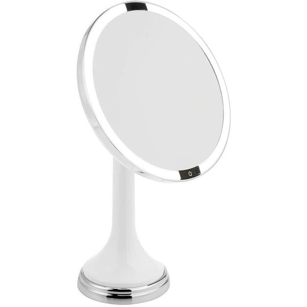 Motion Sensor LED Makeup Vanity Mirror, 8" Round, 3X white/Chrome rechargeable